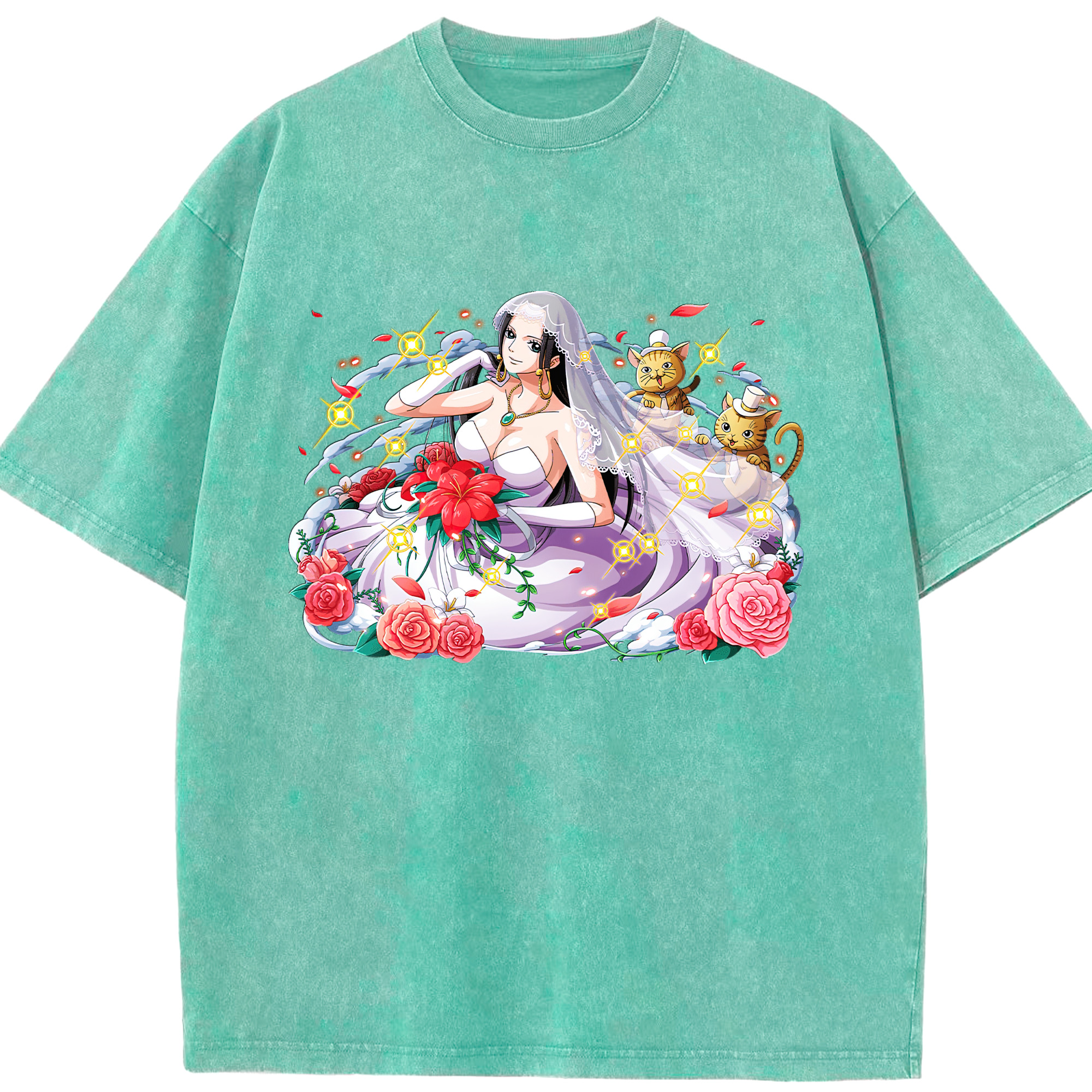 ワンピース ボア・ハンコック ONE PIECE Boa·Hancock 綿100% ヴィンテージ風 半袖Tシャツ（フロントプリント）